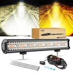 Auxbeam 20 inch 420W Strobe LED Light Bar, Amber White 6 Modes Flashing Fog Offroad Light, Amber Fog Driving Auxiliary Light for Trucks Jeep ATV UTV Car 4x4