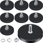 Neodymium Magnet Rubber Coated Mounting Magnets Small Scratch Safe Stud Magnet Painted Surface Waterproof Magnets Threaded Magnet with Bolts Nuts for Lighting Camera (8 Packs, Black, 1.69 Inch)