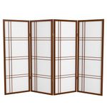 Oriental Furniture Cross Hatch 4-Feet Japanese Shoji Privacy Screen Room Divider, 4 Panel Walnut