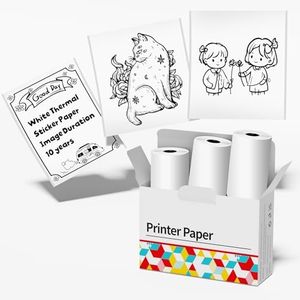 Phomemo White Self-Adhesive Thermal Paper, Glossy Sticker Paper Label for Phomemo M02/M02 Pro/M02S/P2S/M03/M04S Mini Sticker Printer, 50mm x 3.5m, Diameter 28mm, 3-Rolls, Image Time 10 Years