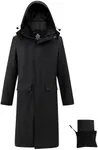 wantdo Mens Rain Jacket Waterproof with Hood Packable Long Rain Coat Lightweight Rainwear Raincoat, Black, X-Large