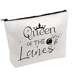 PWHAOO Bowling Cosmetic Bag Queen Of The Lanes Cosmetic Bag Bowling League Makeup Bag Bowling Lover Gift, Queen of THE Lanes B