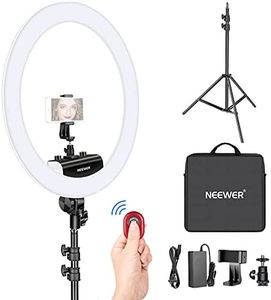 Neewer Ring Light Set [Improved Version - 1.8 cm Extremely Slim] - 18 Inches, 3200-5600K, Dimmable LED Ring Light with Lamp Base, Rotating Phone Holder, Hot Shoe Adapter