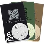 Rite in the Rain Weatherproof On The Go Wallet Notebook, 2" x 3.375", 2 Each Tan, Green, Black Cover, Blank Pages, 6 Pack (No. OTG-TACL)