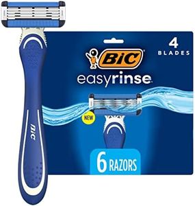 BIC EasyRinse Anti-Clogging Men's Disposable Razors for a Smooth Summer Shave With Less Irritation, Shaving Razors With 4 Blades, 6 Pack