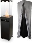 Planika - Faro - Portable Patio Heater - 8 KW Gas Propane Fireplace Outdoor, Garden (Black + Cover)