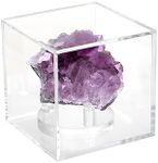 Kcgani Clear Acrylic Geodes Rocks 3 Pegs Display Easel Stands Support Holder Box, Acrylic Display Case Box for Agate Slices Crystals Minerals Slab Fossil Coral Small Collectibles (Small-3x3x3in, 1Pcs)