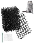 QWORK® 12 Pack Cat Scat Mat, Cat Spikes, with Pegs and Ties, Prevent Animals from Entering the Garden and Destroying Plants (15x20cm I 6"x8")