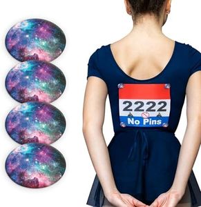 BibBoards danceSNAPS Bib Clips Safety Lock Fasteners for Dancers, Competitions, Rodeos - Secure Numbers Without Pins - Reusable, Non-Damaging, Gentle on Fabric - Galaxy (4pcs)