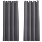 PONY DANCE Grey Blackout Curtains for Bedroom 54 Inch Drop Eyelet Thermal Curtains & Drapes Short Blackout Curtains for Window Treatment Living Room/Kitchen, 2 Panels, W46 X L54, Gray