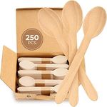 Disposable Wooden Spoons Set of 250 pcs – Biodegradable Utensils, Eco–Friendly & Compostable Disposable Cutlery – Perfect for Parties, Events & Catering - Wooden Spoons Disposable Wooden Cutlery