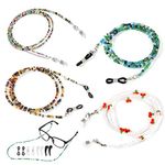 4PCS Eyeglasses Chains For Women,Womens Beads Eyeglass Necklace，Eyeglass Chains，Pearl Eyeglass Chains, White