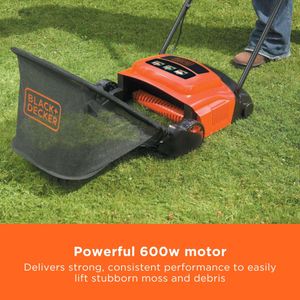 BLACK+DECKER 600W Lawn Raker – Electric Grass Scarifier