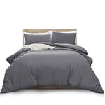 MOONLIGHT20015 King Duvet Cover - Grey Solid Soft King Bedding Duvet Cover Set with 2 Matching Pillowcases