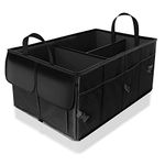 ZENO Car Boot Organiser Bag | Car Boot Tidy Storage | Collapsible Heavy Duty Trunk | Portable Multi Compartment Shopping Holder | Non Slip & Adjustable Securing | Black