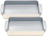 Caraway Non-Stick Ceramic 9”x13” Rectangle Pan Duo - Naturally Slick Ceramic Coating - Non-Toxic, PTFE & PFOA Free - Perfect for Brownies, Lasagnas, and More - Cream