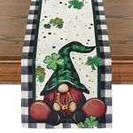 13" X 71" St. Patrick's Day Table Runner Irish Guardian Green Gnome Table Mat Linen Non-Slip Lucky Shamrocks Indoor Outdoor Furniture Decor Festive Home Party Retro Decor Spring And Summer