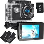 Action Camera 1080P Sports Camera 32GB Memory Card Action Cam 4xZoom 131ft Underwater Waterproof Cameras with 2 X Batteries and Multi-Function Accessory (A6B)