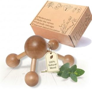 EVIDECO French Home Goods Natural Wooden Handheld Massager - Four-Node Roller