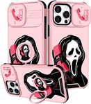 Qerrassa for iPhone 15 Pro Max Case Cute Cartoon 15 ProMax Case for Women Girly Boys Kids Funny Cool Case with Camera Cover & Ring Holder for Apple iPhone 15 Pro Max 6.7", Pk Skull