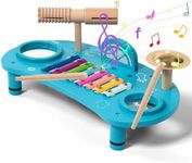 AyeKu Kids Drum Set, Baby Musical Instruments Toys for Toddlers, 6 in 1 Wooden Xylophone Toddler Drum Set Percussion Instruments Musical Toys