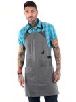 Under NY Sky Knife-Roll Steel Gray Apron â€“ Heavy-Duty Canvas, Leather Reinforcement â€“ Adjustable for Men and Women â€“ Pro Chef, Barbecue, Butcher, Bartender, Woodworker, Tool Aprons