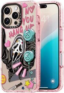 Rosarnnah Compatible for iPhone 16 Pro Case Cute - Durable Shockproof 6.6 ft Drop Impact Phone Case - Glitter Pink Funny Skeleton Design for iPhone 16 Pro 6.3"