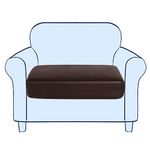 SUBRTEX Leather Waterproof Cushion Covers Breathable Sofa Seat Slipcpvers for 1-2-3-4 Seaters Stretch Replacement for Furniture Protector (Small, Chocolate)