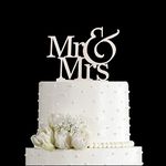 Mr and Mrs Cake Topper, Bride And Groom Sign Wedding Engagement Cake Toppers Decorations (Mirror Silver Acrylic)