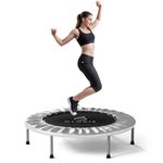 CLORIS 36‘’/ 38'' Foldable Fitness Trampoline - Max Load 170lbs/220lbs, Rebounder with Adjustable Foam Handle Indoor/Outdoor Fitness Body Exercise (Silvery)