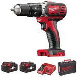 Milwaukee M18BPD-0 18v Combi Hammer Drill with 2 x 4.0Ah Batteries, Charger & Case, Black