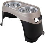 Petmate Easy Reach Pet Diner Elevated Dog Bowls 2 Sizes 2 Polished Colors, Black/Pearl Tan, Large (23479)