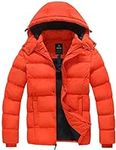 wantdo Men's Winter Coat Waterproof Puffy Jacket Light Down Jacket (Orange, X-Large)