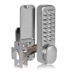 XFORT Digital Door Lock Satin Chrome, Keypad Combination Lock, Code Door Lock for Access Restriction, Combination Door Lock with Optional Hold Back Function.