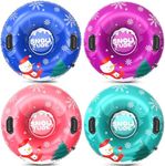 Menmek Snow Tube, Set of 4 Snowman Snow Tubes for Kids & Adults, Durable Cold-Resistant Inflatable Snow Sled, Sledding Heavy-Duty with Hard Bottom & Handles, Perfect Family Snow Toys Xmas Winter Gifts