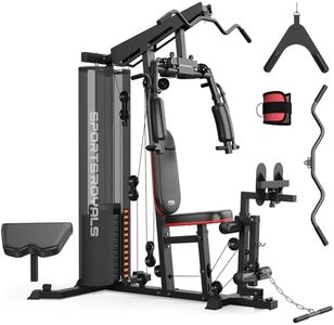 Sportsroyals Home Gym Equipment, 154LBS Weight Stack, Full Body Workout Machine with Pulley System for Strength Training (with Leg Press, Black+Red)