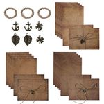 SAVITA Set of 30 Vintage Envelopes and Antique Papers, 16.5 x 11.5 cm, 6 x Antique Envelopes and 12 x Antique Paper with 6 x Hemp Ropes, 6 x Metal Charms for Writing (Style 1)