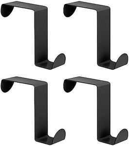 uxcell Over The Door Hooks, 4pcs - Stainless Steel Door Hangers Hooks, S-Shaped Double Hooks for Hanging Clothes, Hats, Towels (Black)