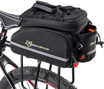 ROCKBROS Sacoche Velo Porte Bagage Arriere Étanche 10-35L, Cyclisme Sac de Rangement Arrière Pliable de Vélo Route Portable Panier avec Housse de Pluie Noir Vert, Motif 1