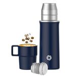 Healter 850ml Travel Vacuum Flask, Water Bottle for Coffee, Built-in Lid Cup, Stainless Steel, Thermal Tea Mug, Sport Bottles, Deep Blue