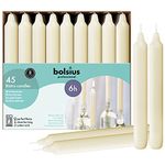 Bolsius Bistro Candles 7 inch/177 mm (Pack of 45), Ivory, Smokefree, Drip-Free Design, Elegant Dinner Table Candles, Standard Size Fits Most Candle Holders, Restaurant Candles, P999