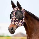 Stylish Horse Fly Mask with Ears – Soft, Breathable Mesh, UV Protection, Fun Floral Print for Year-Round Comfort and Protection.