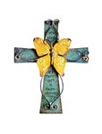 Unique Wooden Crucifix With Antiqued Metal Decorative Butterfly And Inspirational Prayer Inscribed On Cross