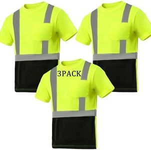 sesafety High Visibility Shirts for Men Class 3 Hi Vis Reflective Construction Shirts for Men with Pocket Safety T Shirts