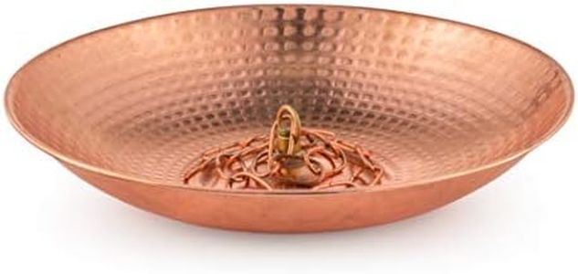 Marrgon Copper Anchoring Basin – Hammered Metal Bowl for Rain Chain Downspout Gutters – Beautiful Decorative Fountain Dish Display for Outdoor Garden, Lawn & Patio Water Feature – 11” Wide x 2” High