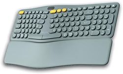 DELUX [Vivid Ergo] Series Ergonomic Split Keyboard with OLED Screen and Removable Wrist Rest - Multi-Device Rechargeable with Numeric Pad - Compatible with Windows & Mac (GM903 - GreyBlack)