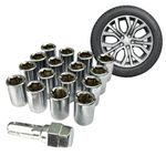 Kylo 12x1.5 Chrome Plated Anti-Rust Alloy Wheel Kit/Nut for I10, I20, Tiago,Grand I10, City, Civic, Amaze, Nexon, I20 Elite, I-10 Grand Nios| All Cars Except Maruti Dual Hex Key Included (Pack Of 16)