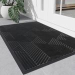 OLANLY Front Door Mat Outdoor Indoor, Durable Heavy Duty Non Slip Rubber Backing Doormat, Stain and Fade Resistant, Easy Clean Low Profile Welcome Mat for Entrance and Patio, 36x24, Black