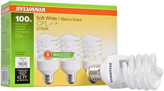 SYLVANIA CFL T2 Twist Light Bulb, 100W Equivalent, Efficient 23W, E26 Medium Base, 2700K Soft White, 3 pack