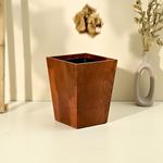 Brick Brown Premium Solid Wood Dwindle Wastebasket | Dustbin With Removal Metal Inner Liner From Mahogany Collection Open-Top (Dwindle), (8X8X9.8 Inch), Brown